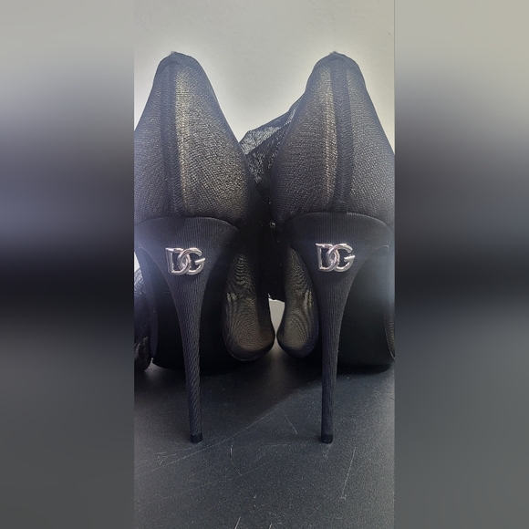 Dolce & Gabbana Black Tulle Thigh-High Boots Size 40 ABOUT 9 - Picture 6 of 14